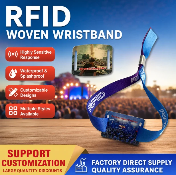 RFID Woven Wristband For Amusement Park
